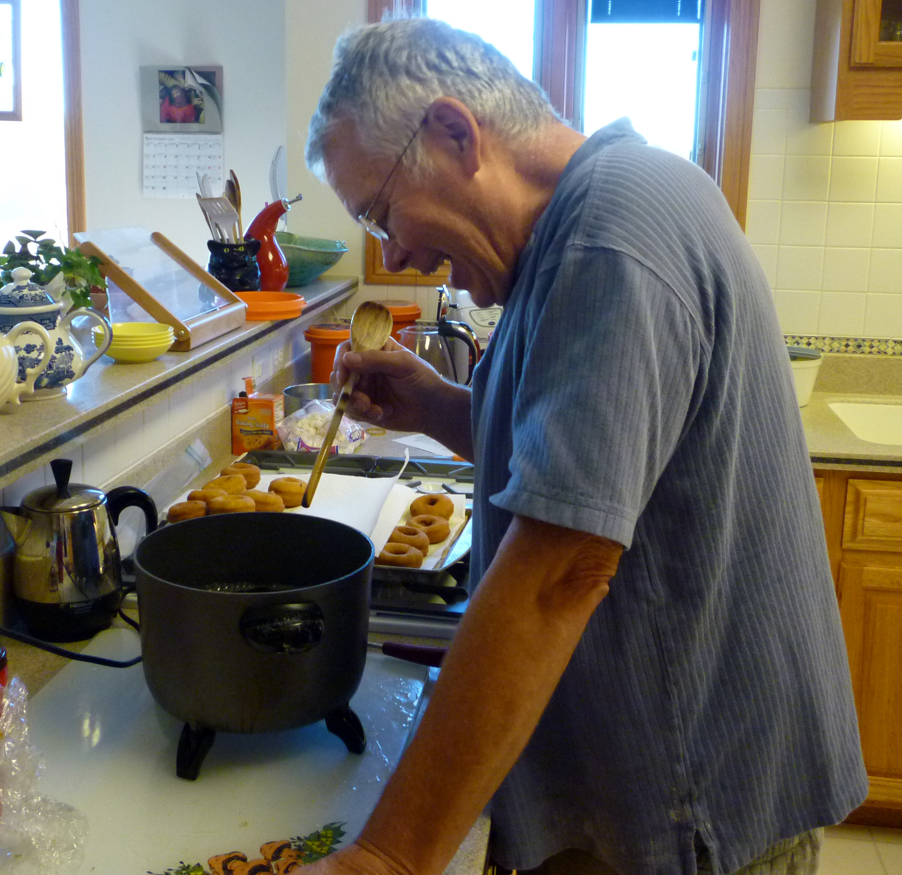 Dave Making Pumpkin Doughnuts