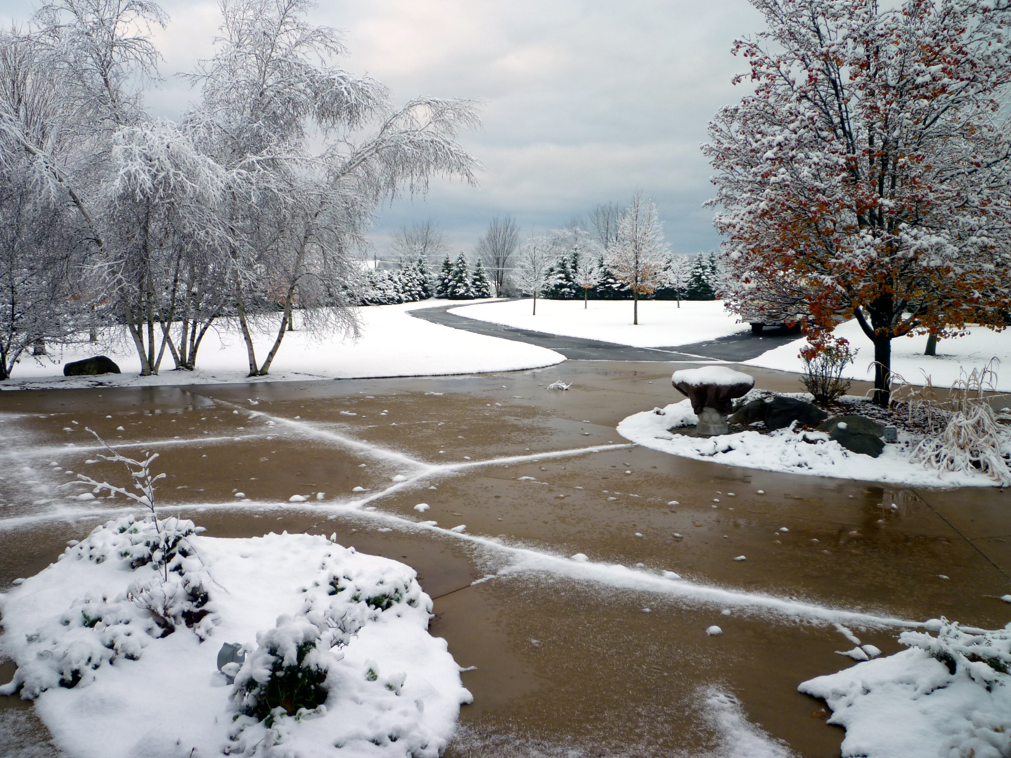 Veterans Day 2011 First Snow Front Yard New Home